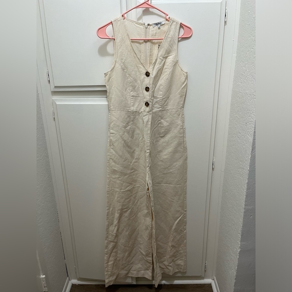 Madewell front button romper bone color